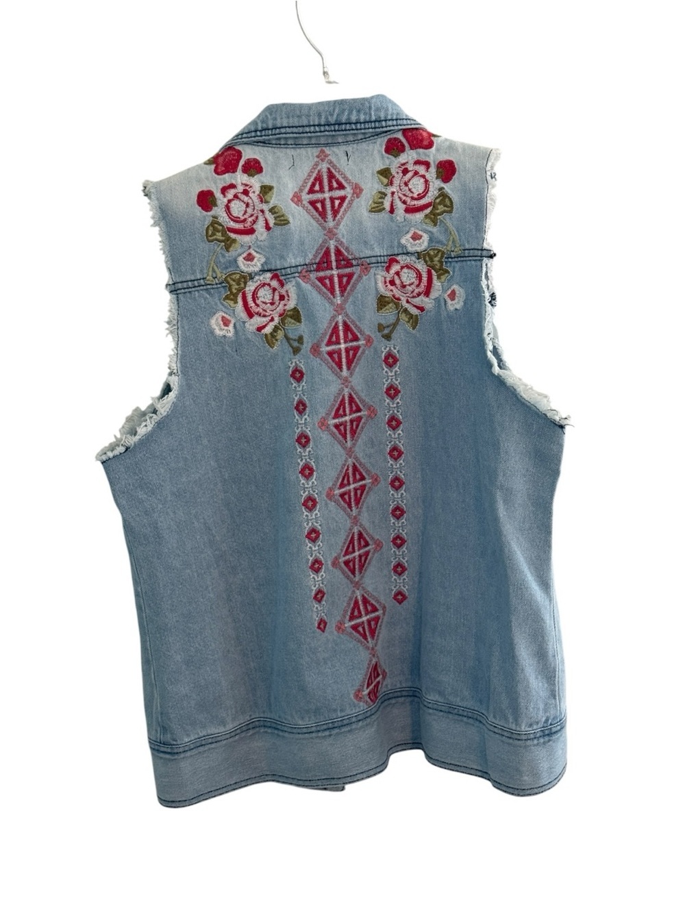 Andree by Unit Embroidered Denim Vest Womens Size Large Sleeveless Jean Jacket